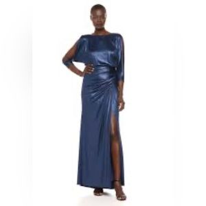 Adrianna Papell metallic blouson draped gown size 6 NWT